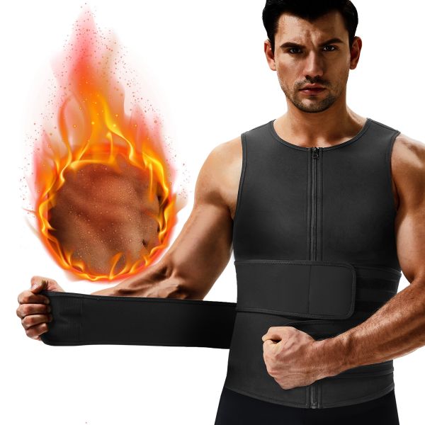 Private Label Neoprene Sweat Vest with Waist Belt Men's Waist Trainer by Waistdear
