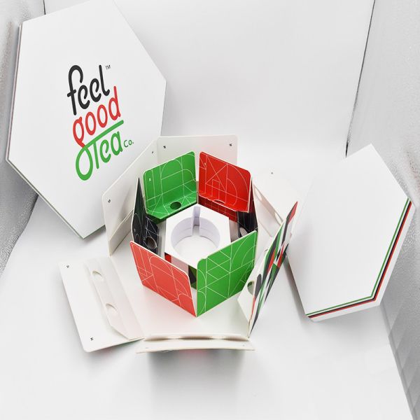 Two Layers Luxury Rigid Hexagonal Cardboard Tea Chocolate Packing Box