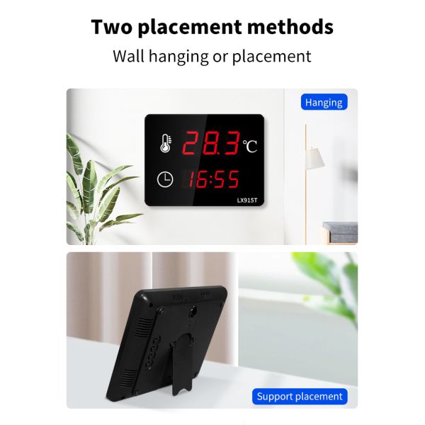 LX915T-A QMZMRCLT High Accuracy Water Thermometer Digital - Dual External Probes Big Screen for Swimming Pool Sauna Room Indoor