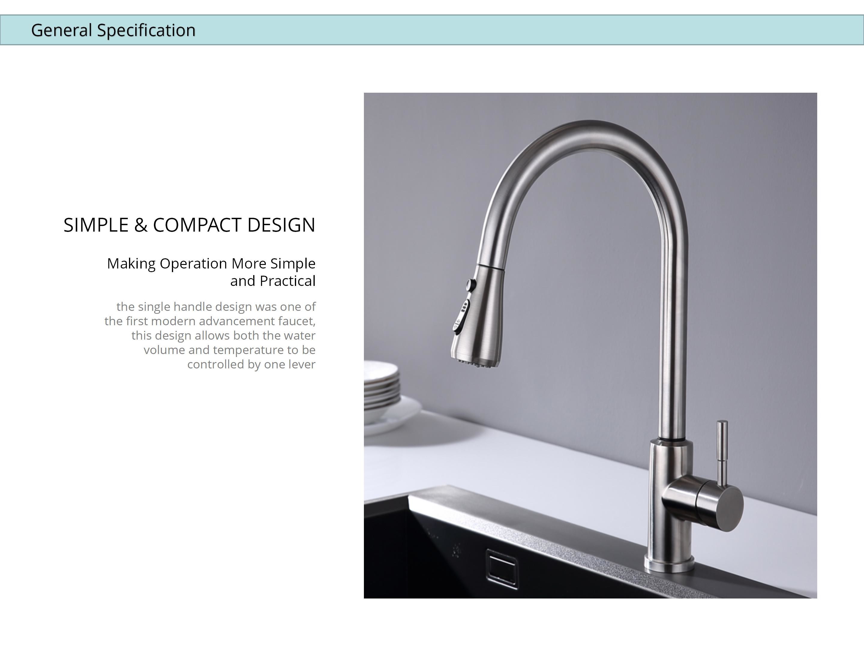 Single Hole High Arc Kitchen Faucet Mixer 360 Degree Rotating Spout IPX5