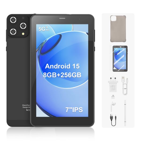C idea 7 inch Wifi Tablet with Case 8+256GB Storage Quad Core Processor 600x1024 IPS Touchscreen CM516 black
