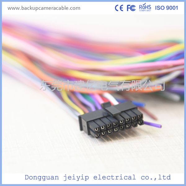 ROHS 12-24V Colorful Wire Backup Camera Cable 16 Pin Terminal Connector