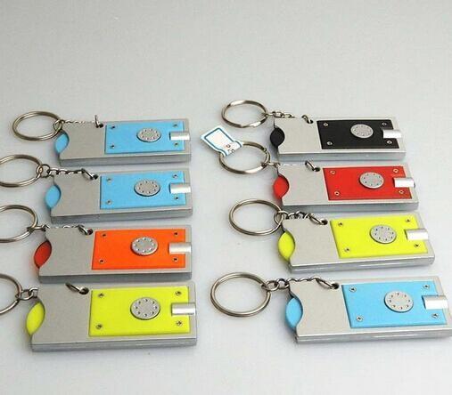 Cheap Cheap Wholesale Led Coin Holder Keychain Led Flashlight With Custom Print Logo For Promotional Gift for sale