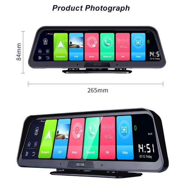 GPS Navigation 9.66" Live Streaming 4G LTE Dash Camera