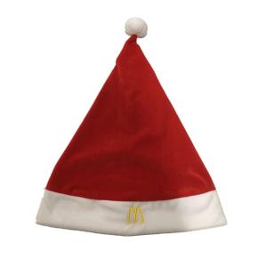 China 0.4M 15.75in Red Velvet Santa And White Christmas Hat With McDonald Logo on sale