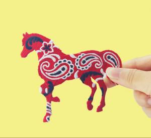Best Paisley Bandana Horse Embroidered Animal Patches Iron On Backing Fabric wholesale