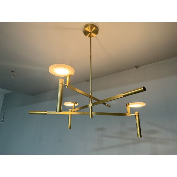 45" Crystal Brass Chandelier Customized Disc Chandelier Light 12W