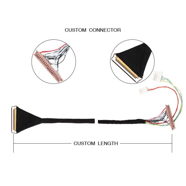 Lvds Extension Edp Cable Assembly 1.25mm 40 Pin DF13-40DS 100mm Length