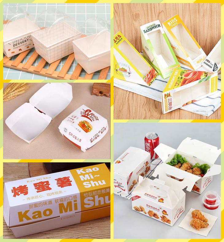 Food Grade White Coated Lunch Meal Food Box Paperboard 270gsm 300gsm