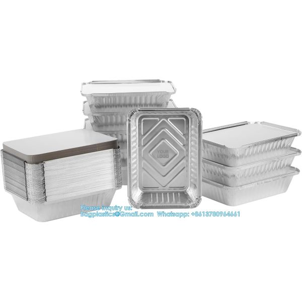 2.25LB (8.5"X6") Oblong Pans - To Go Containers With Lids - Disposable Tin Foil Pans Catering, Meal Prep