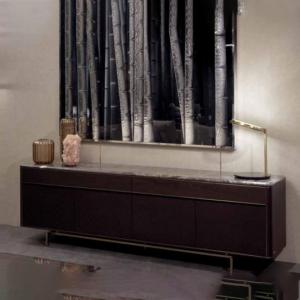 0.45x0.65m Sliding Door TV Cabinet Stainless Steel Marble Top