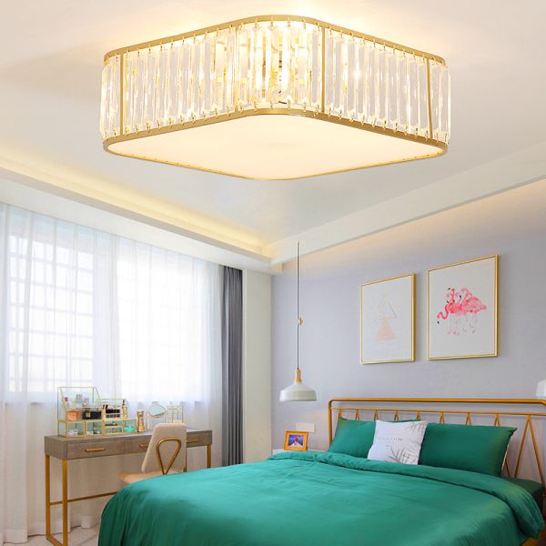 LED Ceiling Lights With Crystal Lampshade For Bedroom Metal Square Ceiling Lamp(WH-CA-99)