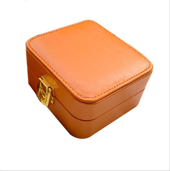Cheap OEM Small Portable Jewelry Box With Lock PU Leather 10cm 5cm for sale