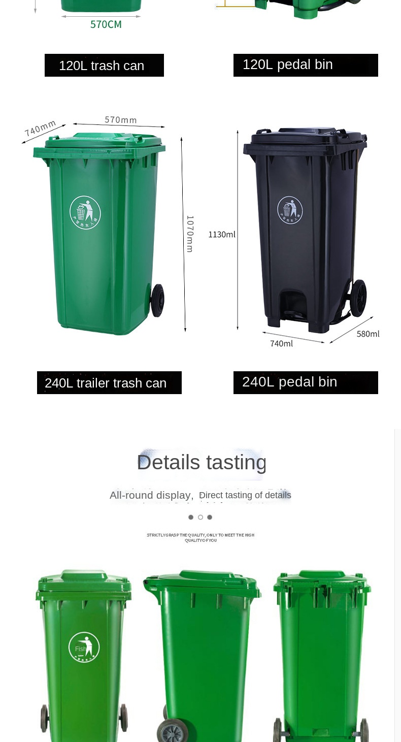 20L40L Outdoor Swing Lid square Sorting Dustbin Kitchen School Sanitation Plastic Trash Can with Lid