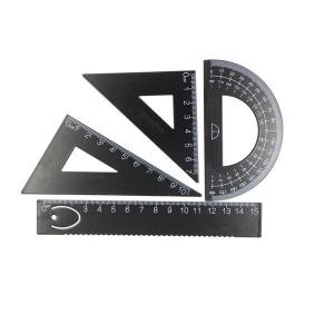 China metal black color plated triangular rule sets four metal rulers set school office supplier metal crafts tools on sale