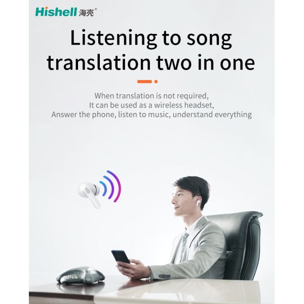 Practical Black Instant Translator Earbuds , White Real Time Translation Headphones