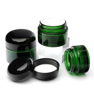 Best Empty Round Green Glass Cosmetic Cream Jars 20g 30g With Screw Lid wholesale