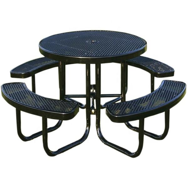 Cheap Factory Price Outdoor Dining Coffee Table Metal Round Picnic Table and Bench for sale