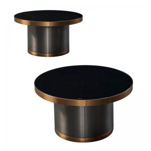Best Visually Pleasing  Circular Glass Coffee Table , Harmonious Dark Glass Coffee Table wholesale