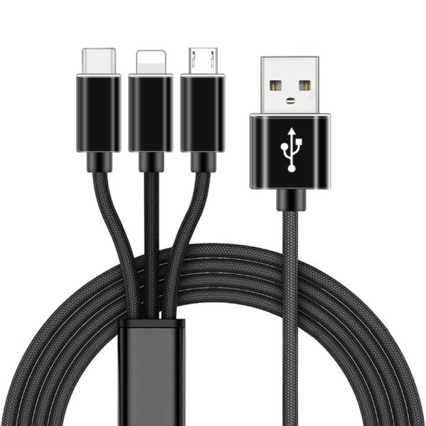 Cheap Cloth Braided 3 In 1 USB Charging Cable / Phone 8 Pin Type C Micro USB Cable for sale