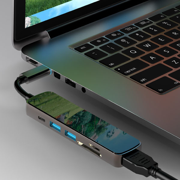 5Gbps USB C Hub Docking Station HDMI Adapter 55W Lead Free