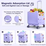 Foldable Cart With Stair Climbing Wheels, Collapsible Rolling Crate Telescoping