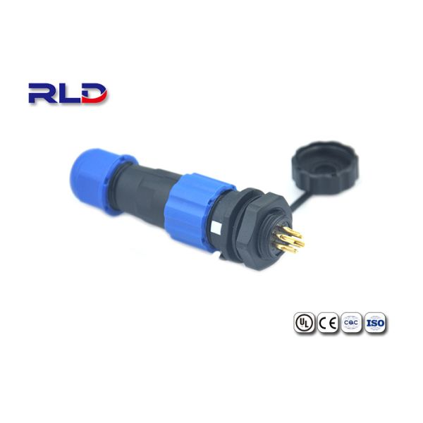 Nut Type 12 AWG 25A 4 Pin Waterproof Plug Panel Mount Connector