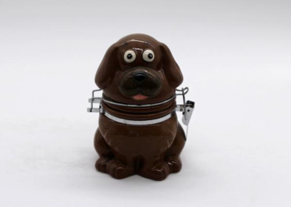 Cheap Dog Shape Ceramic Kitchen Canisters Tea Coffee Sugar Canisters With Metal Clip for sale
