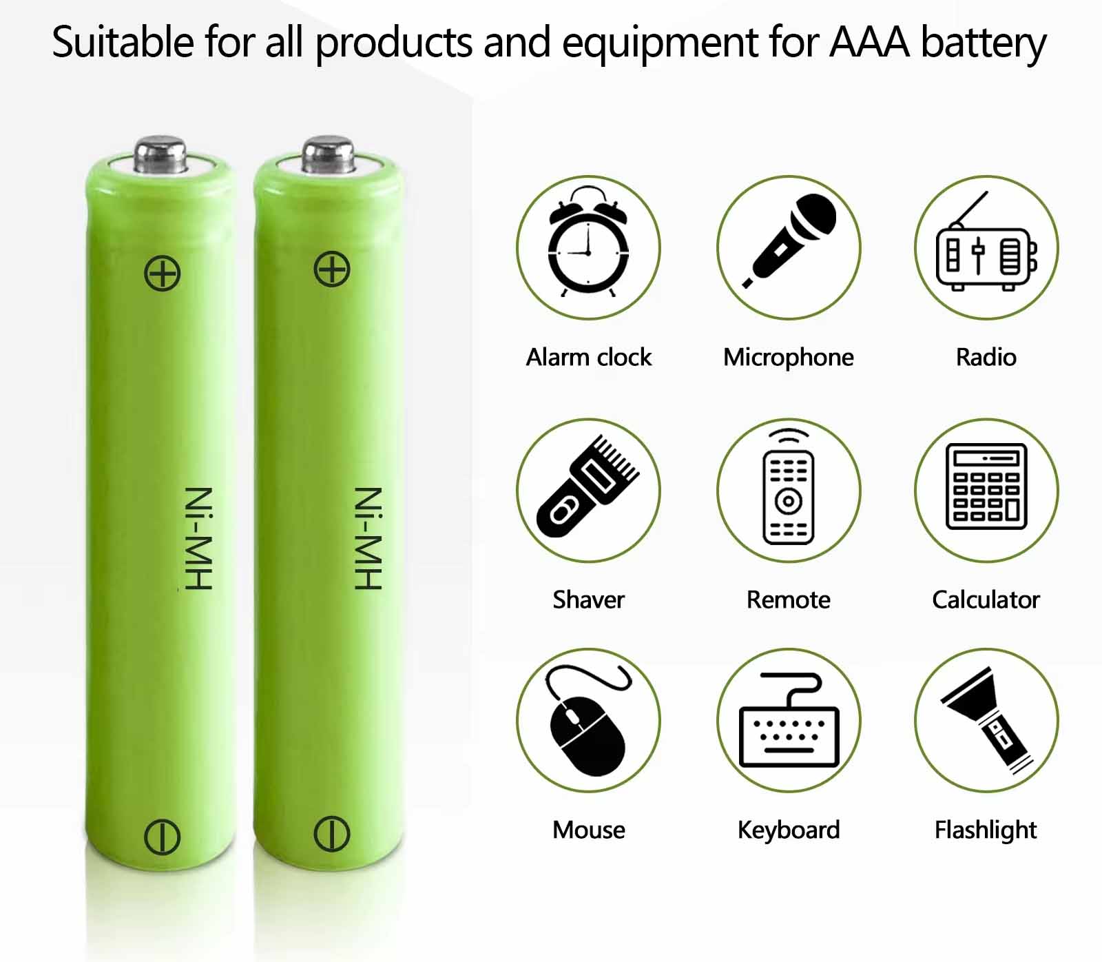 UNEMETECH Ni-MH AAA Battery 1.2V 300mAh Rechargeable Battery for Solar Lights and Remote Controller