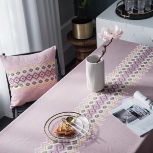 Best Ribbon Luxury Table Linens Cotton Linen Embroidery Fabric Cover Tablecloth wholesale