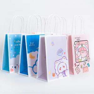 Best 120gsm Bear Print Recyclable Kraft Paper Bags Custom Shopping Paper Bag For Food wholesale
