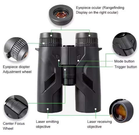 Maximum Output Power 8x42 Laser Rangefinder Binocular 5-1800m 2000m 2500m for Golf