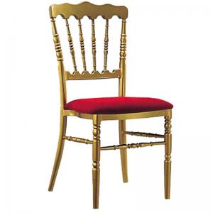 China YLX-2009 Stackable Golden Chiavari Chair with Red Fabric Cushion on sale