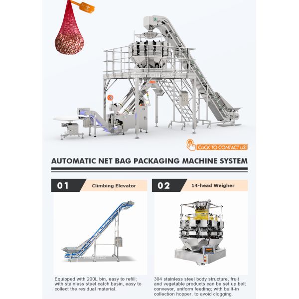 Full Auto Mesh Net Bag Packing Machine with Clip Function for Potato Onion Garlic Orange Vegetables Mesh Bag Packing Machine