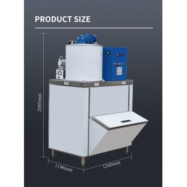 Stainless Steel Geneglace Flake Ice Machine 1 Ton Frosty Snow Cone Machine Air Cooling