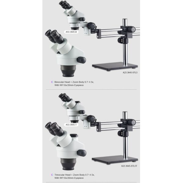 A23.3645-STL5 Binocular Stereoscopic Microscope 7 - 45x Zoom Stereo Microscope