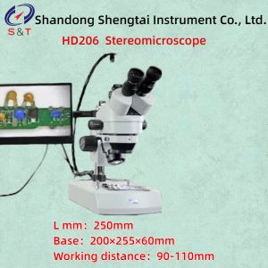 HD206 Three Observation Head 360 ° Rotating Stereoscopic Microscope Working