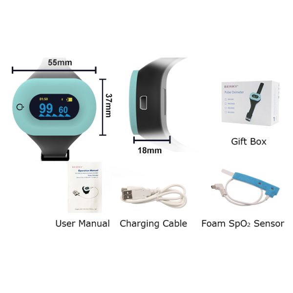 BM2000D O2 Portable Wrist Ring Probe Oxygen Level Monitor SpO2 Oximeter