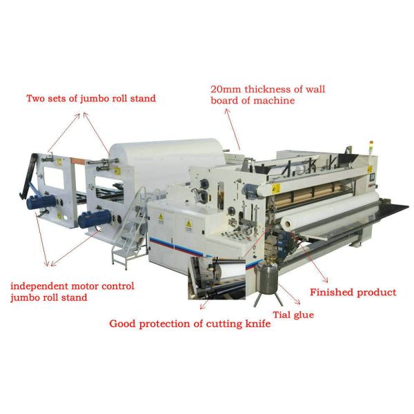 Width 2800mm PLC Toilet Tissue Paper Making Machine Rewinding Full Embossment