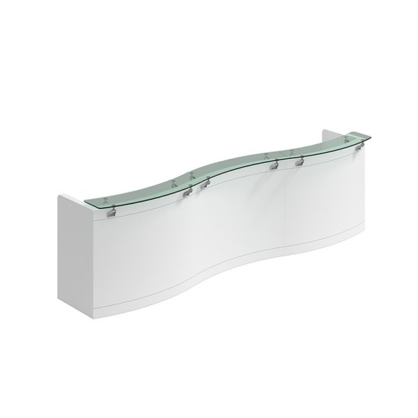 Modern White Beauty Salon Reception Desk featuring Custom Sizes Paint Board and Glas