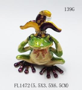 China Frog bejeweled box Frog gift box Frog Alloy box Frog trinket box on sale