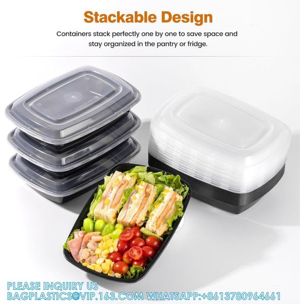 Compartment Meal Prep Container Pack - 32oz Food Storage Containers With Lids - Microwave, Freezer And Dishwasher