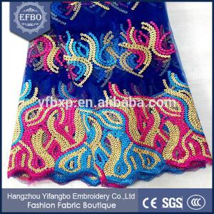 Best Multi colored african style royal blue exclusive french lace with sequins for wedding wholesale