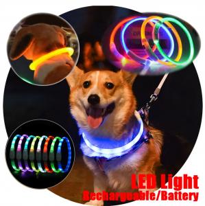 Best Training Leather Dog Collars Colorful LED Flashing Puppy Collar wholesale
