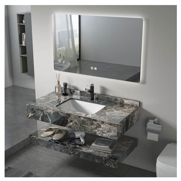 Hotel Bathroom Vanity with Mirror Countertop in Modern Design Bathroom Mirrored Cabinet