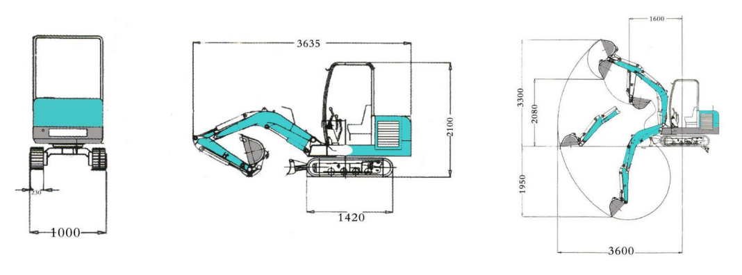 1.7ton Hydraulic Crawler Excavator With 0.06m3 Bucket Capacity And 18.1kw Power