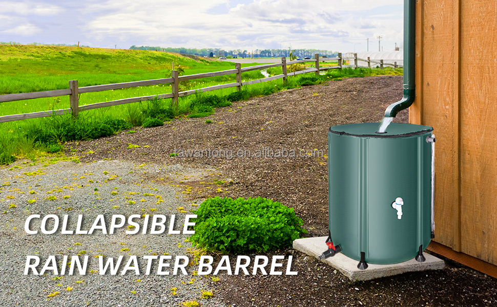 Extra Stable Rainwater Collector 100 Gal Portable Water Storage for Garden Irrigation