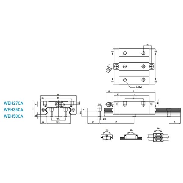 WEH50CA Hiwin Linear Slide Linear Rail Kit High Durability For Automation Devices