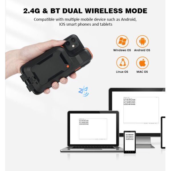 Wireless Barcode Scanner Bluetooth 1d 2d Qr Code Phone Back Clip Android Bar Code Reader Handheld Barcode Reader