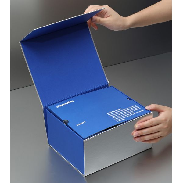 Custom Logo Luxury Silver Magnetic Paper Coffee Gift Box And Bag Set